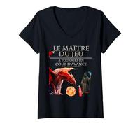 Femme Le Maître du Jeu a Toujours un Coup d'Avance Humour Geek T-Shirt avec Col en V