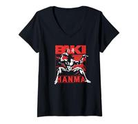 Femme Le Manga animé The Grappler de Baki Hanma Praying Mantis T-Shirt avec Col en V