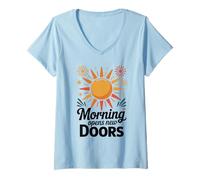 Femme Le Matin ouvre de Nouvelles Portes T-Shirt avec Col en V