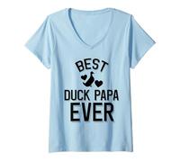 Femme Le Meilleur Duck Papa de Tous Les Temps T-Shirt avec Col en V