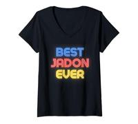 Femme Le Meilleur Jadon de Tous Les Temps - Nom de Jadon Amusant T-Shirt avec Col en V