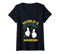 Femme Le Meilleur Magicien du Monde Assistant Magie Truc Magicien T-Shirt avec Col en V