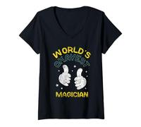 Femme Le Meilleur Magicien du Monde Magie Truc Assistant Magicien T-Shirt avec Col en V