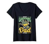 Femme Le Meilleur Papa Jardinier Jardinage Père Jardin T-Shirt avec Col en V