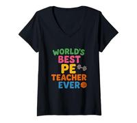 Femme Le Meilleur Professeur d'éducation Physique de Tous Les Temps Enseignant la Journée Mondiale des Enseignants T-Shirt avec Col en V