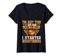 Femme Le meilleur tournage que j'ai jamais fait a été le jour où j'ai commencé à tourner sur bois T-Shirt avec Col en V