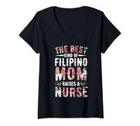 Femme Le Meilleur Type de Maman Philippine élève Une infirmière T-Shirt avec Col en V