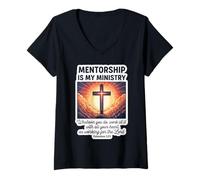 Femme Le mentorat chrétien est Mon ministère mentorat Jésus T-Shirt avec Col en V