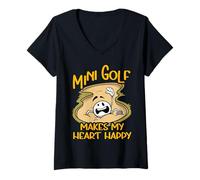 Femme Le Mini Golf Rend Mon cœur Heureux T-Shirt avec Col en V