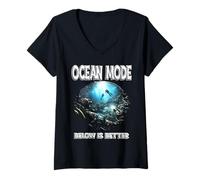 Femme Le Mode océan ci-Dessous est Une Meilleure Aventure sous-Marine pour Les plongeurs T-Shirt avec Col en V