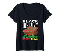 Femme Le Mois de l'histoire des Noirs Brise Toutes Les chaînes pour Les Femmes T-Shirt avec Col en V
