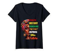 Femme Le Mois de l'histoire des Noirs honorant le passé inspirant le futur femmes hommes T-Shirt avec Col en V
