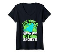 Femme Le Monde ne Te Doit Rien, chérie T-Shirt avec Col en V