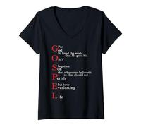 Femme Le mot Évangile trouvé dans Jean 3 16 T-Shirt avec Col en V