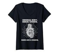 Femme Le Moteur reconstruit de survivant de Chirurgie à cœur Ouvert Fonctionne comme Un Charme T-Shirt avec Col en V