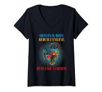 Femme Le Moteur reconstruit de survivant de Chirurgie à cœur Ouvert Fonctionne comme Un Charme T-Shirt avec Col en V
