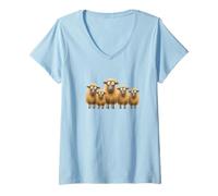 Femme Le Mouton Amusant T-Shirt avec Col en V