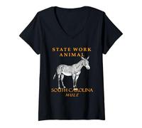 Femme Le Mule, Animal de Travail du Territoire des Carolines T-Shirt avec Col en V