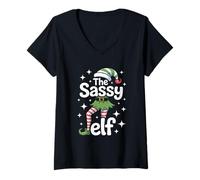 Femme Le Noël des elfes impertinents T-Shirt avec Col en V