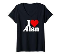 Femme Le NOM D'ALAN I Love Heart sur Un T-Shirt T-Shirt avec Col en V