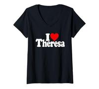 Femme Le NOM DE Theresa I Love Heart sur Un T-Shirt T-Shirt avec Col en V