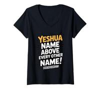 Femme Le nom de Yeshoua au-Dessus de Tout Autre nom Philippiens 2:9 T-Shirt avec Col en V