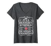 Femme Le nom Hennessy est Un nom Hennessy Que Vous ne comprendriez Pas T-Shirt avec Col en V, Chiné Foncé, S