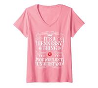 Femme Le nom Hennessy est Un nom Hennessy Que Vous ne comprendriez Pas T-Shirt avec Col en V, Rose, XXL
