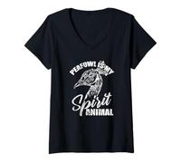 Femme Le Paon est Mon Animal Spirituel T-Shirt avec Col en V