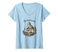 Femme Le Pape Augustin Léon XIV Catholique Dark Academia T-Shirt avec Col en V