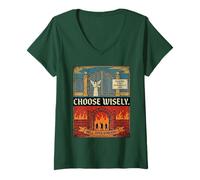 Femme Le Paradis a Un Mur et Une Immigration stricte, Choisissez Wisely Funny T-Shirt avec Col en V