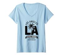 Femme Le Paradis de Los Angeles en Californie T-Shirt avec Col en V