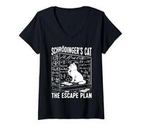 Femme Le paradoxe quantique du Plan d'évasion du Chat de Schrödinger T-Shirt avec Col en V