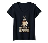Femme Le Parfait Oreille absolue et café des Musiciens T-Shirt avec Col en V