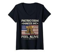 Femme Le patriotisme américain me Fait me Sentir Vivant, vétéran de l'armée T-Shirt avec Col en V