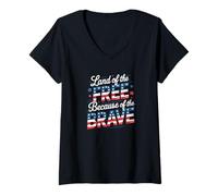 Femme Le pays de la liberté à cause du Brave Memorial Day T-Shirt avec Col en V
