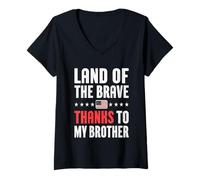 Femme Le pays des braves grâce à l'hommage rendu à My Brother Pride T-Shirt avec Col en V