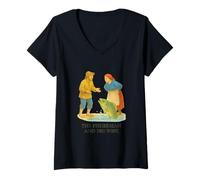 Femme Le pêcheur et sa Femme Le Conte Classique des frères Grimm T-Shirt avec Col en V