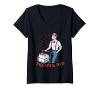 Femme Le père du Lait T-Shirt avec Col en V