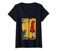 Femme Le Petit Chaperon Rouge et Le Loup T-Shirt avec Col en V