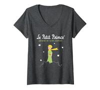Femme Le Petit Prince Antoine de Saint-Exupéry T-Shirt avec Col en V, Chiné Foncé, XXL