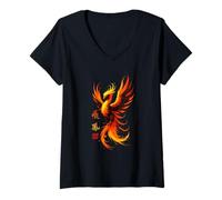 Femme Le phénix Volant Qui Monte en flèche T-Shirt avec Col en V