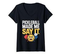 Femme Le pickleball me fait dire de mauvais mots Joueurs de pickleball à pagaie T-Shirt avec Col en V