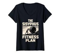 Femme Le plan de remise en forme Sisyphe Philosophie Mythologie grecque Humour T-Shirt avec Col en V