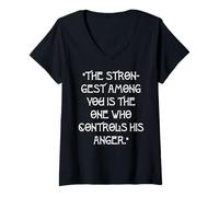 Femme « Le Plus Fort d'entre Vous est celui Qui contrôle sa colère. » T-Shirt avec Col en V