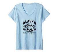 Femme Le Plus Grand État américain de l'Alaska, la dernière frontière de l'Amérique, la Faune T-Shirt avec Col en V