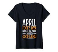 Femme Le Poisson d'avril drôle blagues Farce Humour Farce farceur Avril 1 T-Shirt avec Col en V