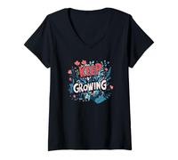 Femme Le pouvoir de continuer à grandir commence de l'intérieur, costume cool T-Shirt avec Col en V