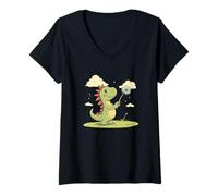 Femme Le pouvoir des souhaits avec ce dinosaure et pissenlit T-Shirt avec Col en V