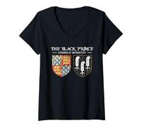 Femme Le Prince Noir de Cent Ans d'histoire médiévale de Guerre T-Shirt avec Col en V
